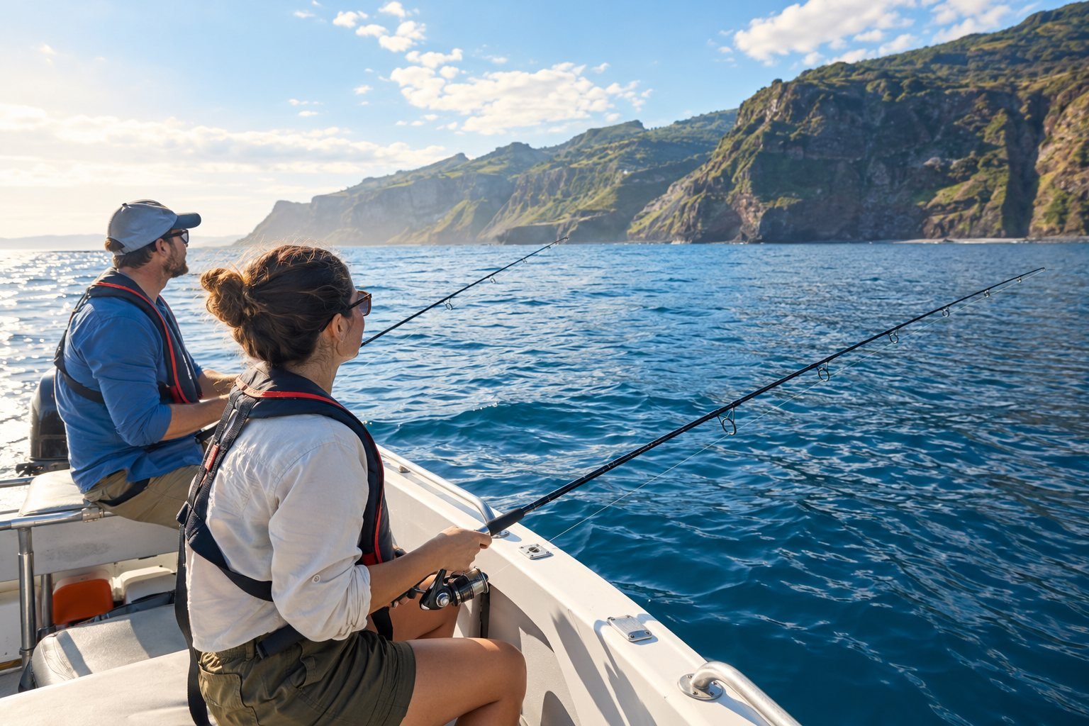 Pesca en la Isla de Mayo - imagen promocional generada con IA